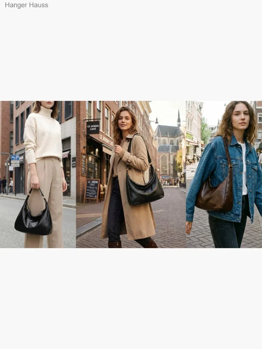 Slouchy Vegan Leather Shoulder Bag, Trendy Crossbody Hobo Tote
